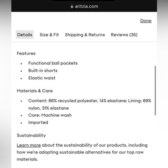 Aritzia TnAction TnaMOVE Tennis Mini Skirt Navy Blue Total Eclipse Medium - Picture 6 of 16